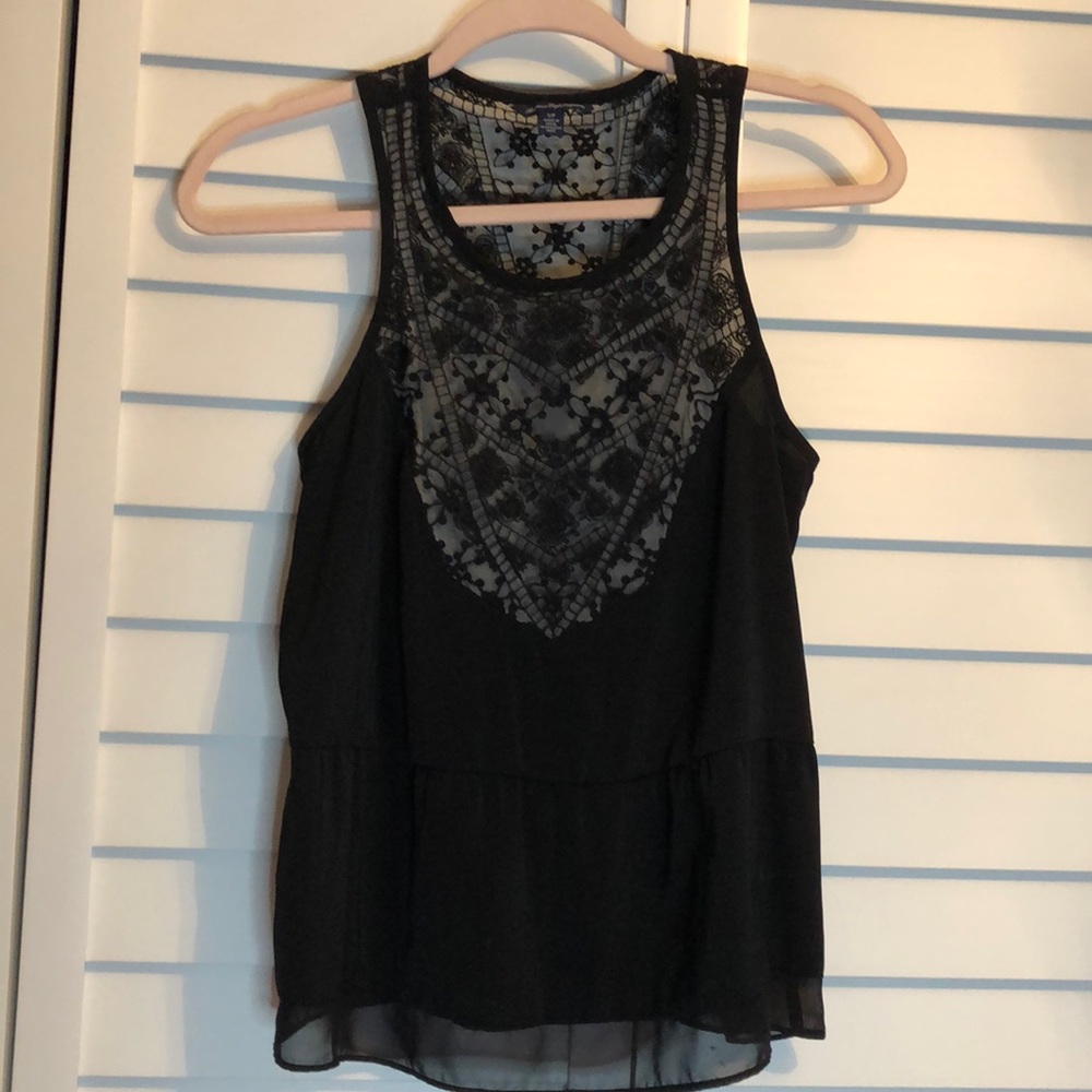 American eagle black lace tank top size small